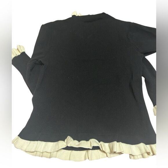 CABI Adorn Pullover Black Sweater with White Accents - Picture 5 of 15